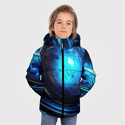 Куртка зимняя для мальчика Кислотная синяя яркая неоновая абстракция, цвет: 3D-черный — фото 2