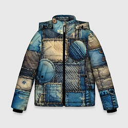 Куртка зимняя для мальчика Denim patchwork - ai art, цвет: 3D-красный