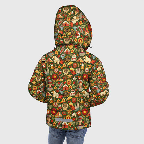 Зимняя куртка для мальчика Солдат и символика СССР / 3D-Красный – фото 4