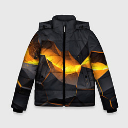 Куртка зимняя для мальчика Разлом черных плит и оранжевая лава, цвет: 3D-черный