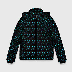 Куртка зимняя для мальчика Чёрный с голубыми звёздочками паттерн, цвет: 3D-черный