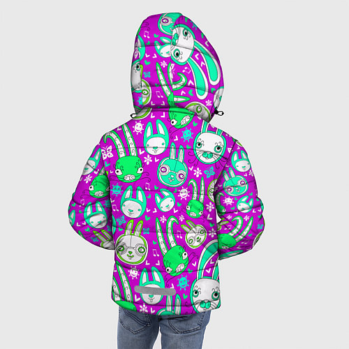 Зимняя куртка для мальчика Разноцветные зайцы / 3D-Светло-серый – фото 4
