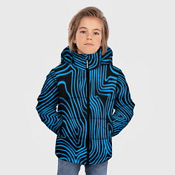 Куртка зимняя для мальчика Синие линии узор, цвет: 3D-черный — фото 2