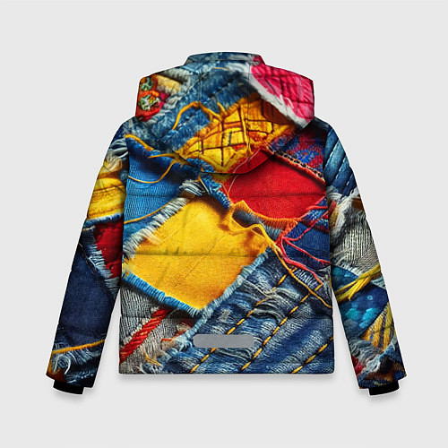 Зимняя куртка для мальчика Colorful denim patchwork - ai art / 3D-Черный – фото 2