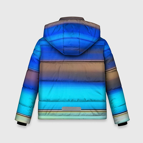Зимняя куртка для мальчика Голубые и коричневые полосы / 3D-Черный – фото 2