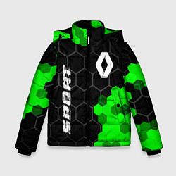 Куртка зимняя для мальчика Renault green sport hexagon, цвет: 3D-черный