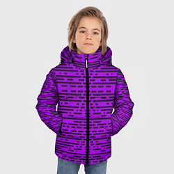 Куртка зимняя для мальчика Чёрные полосы на фиолетовом фоне, цвет: 3D-черный — фото 2