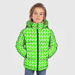 Куртка зимняя для мальчика Зелёные лепестки шестиугольники, цвет: 3D-красный — фото 2