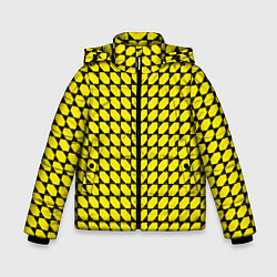 Куртка зимняя для мальчика Жёлтые лепестки шестиугольники, цвет: 3D-красный
