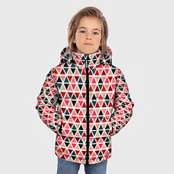 Куртка зимняя для мальчика Бирюзово-розовый геометричный треугольники, цвет: 3D-черный — фото 2