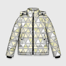 Куртка зимняя для мальчика Паттерн геометрия светлый жёлто-серый, цвет: 3D-черный