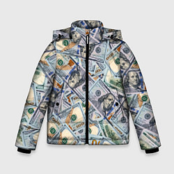 Куртка зимняя для мальчика Банкноты сто долларов, цвет: 3D-красный