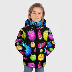 Куртка зимняя для мальчика Смешные бактерии паттерн, цвет: 3D-черный — фото 2