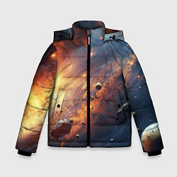 Куртка зимняя для мальчика Вселенная и планеты, цвет: 3D-красный