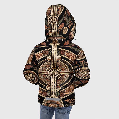 Зимняя куртка для мальчика Символика славянской мифологии / 3D-Красный – фото 4