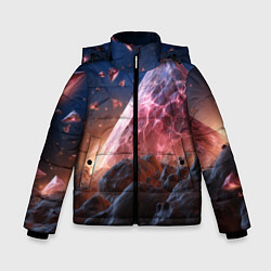 Куртка зимняя для мальчика Абстрактная пирамида космическая, цвет: 3D-красный