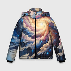 Куртка зимняя для мальчика Космическая галактика - нейросеть фантазия, цвет: 3D-черный