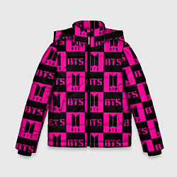 Куртка зимняя для мальчика BTS pattern pink logo, цвет: 3D-светло-серый