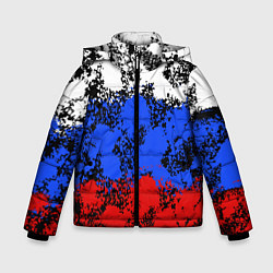 Куртка зимняя для мальчика Российский флаг брызги, цвет: 3D-красный