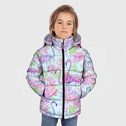 Куртка зимняя для мальчика Фламинго и кувшинки батик, цвет: 3D-черный — фото 2