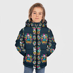 Куртка зимняя для мальчика Абстрактная генерация ии с черепом, цвет: 3D-черный — фото 2