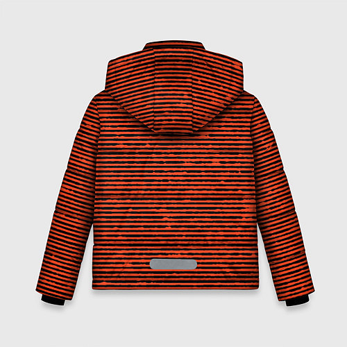 Зимняя куртка для мальчика Чёрно-оранжевый полосатый / 3D-Черный – фото 2