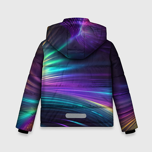 Зимняя куртка для мальчика Неоновые лучи на фиолетовом фоне / 3D-Светло-серый – фото 2