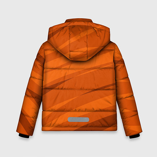 Зимняя куртка для мальчика Тёмный оранжевый полосами / 3D-Черный – фото 2