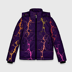 Куртка зимняя для мальчика Молнии на пурпурном, цвет: 3D-красный