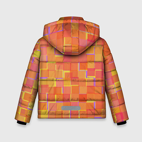 Зимняя куртка для мальчика Россыпь оранжевых квадратов / 3D-Черный – фото 2