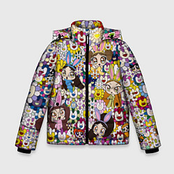 Куртка зимняя для мальчика Right now NewJeans and Takashi Murakami, цвет: 3D-красный