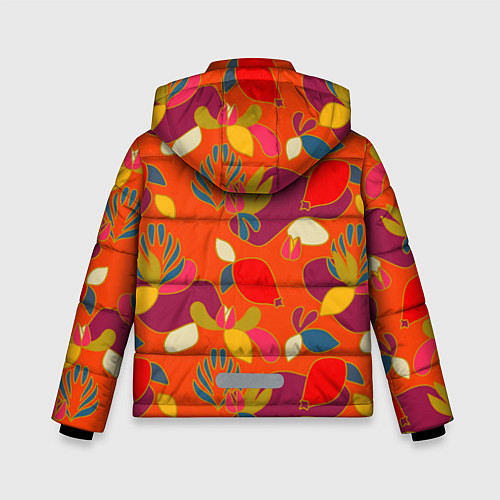 Зимняя куртка для мальчика Яркие ягодки-листочки / 3D-Черный – фото 2