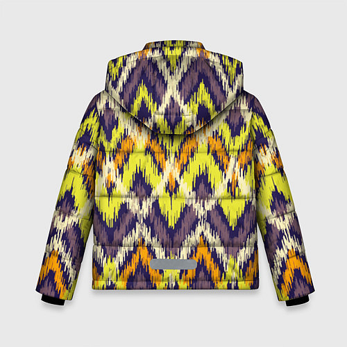 Зимняя куртка для мальчика Разноцветный ромбовидный орнамент / 3D-Черный – фото 2