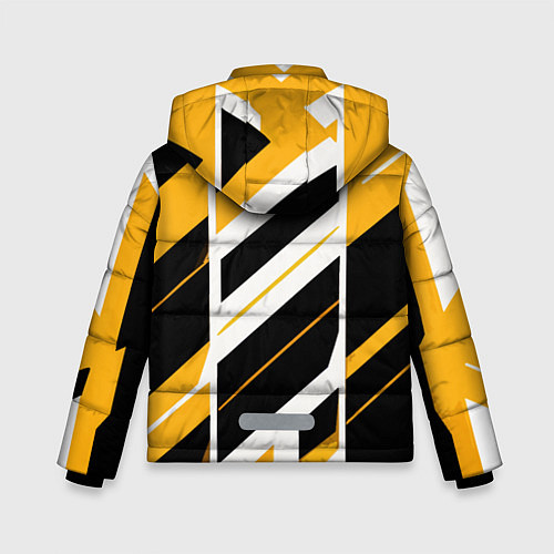 Зимняя куртка для мальчика Black and yellow stripes on a white background / 3D-Красный – фото 2