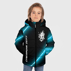 Куртка зимняя для мальчика Cyberpunk 2077 неоновые лампы, цвет: 3D-черный — фото 2