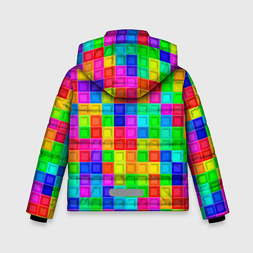 Зимняя куртка для мальчика Разноцветные квадратные плитки / 3D-Черный – фото 2