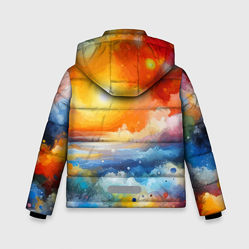 Зимняя куртка для мальчика Закат солнца - разноцветные облака / 3D-Черный – фото 2