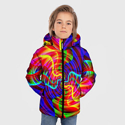 Куртка зимняя для мальчика Абстрактные волнистые линии, цвет: 3D-черный — фото 2