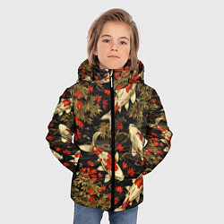 Куртка зимняя для мальчика Карпы кои и кленовые листья, цвет: 3D-черный — фото 2