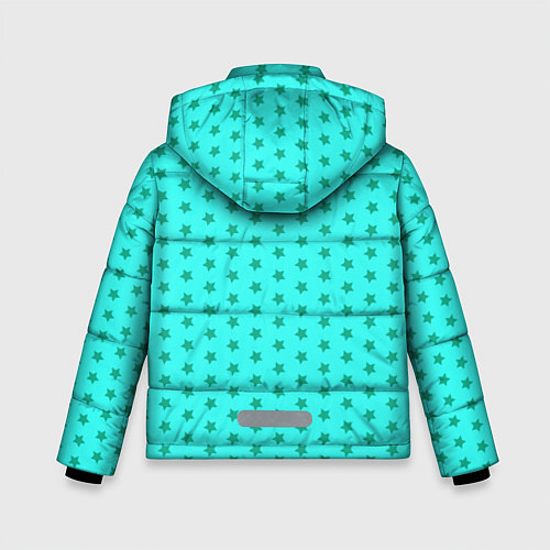 Зимняя куртка для мальчика Паттерн неоновый циан со звездами / 3D-Черный – фото 2