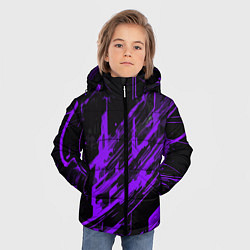 Куртка зимняя для мальчика Purple stripes on a black background, цвет: 3D-черный — фото 2