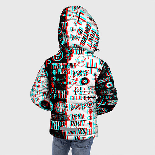 Зимняя куртка для мальчика Twenty one pilots glitch pattern / 3D-Красный – фото 4