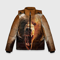 Куртка зимняя для мальчика Рык медведя, цвет: 3D-черный