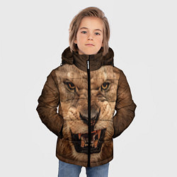 Куртка зимняя для мальчика Взгляд льва, цвет: 3D-черный — фото 2