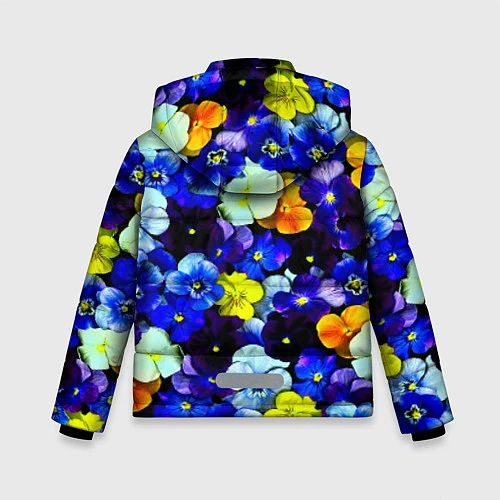 Зимняя куртка для мальчика Синие цветы / 3D-Черный – фото 2