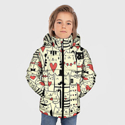 Куртка зимняя для мальчика Любящие котики, цвет: 3D-светло-серый — фото 2