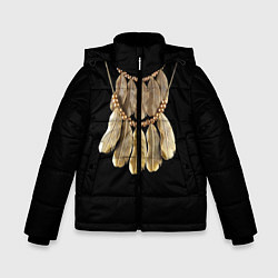 Куртка зимняя для мальчика Золотые перья, цвет: 3D-черный