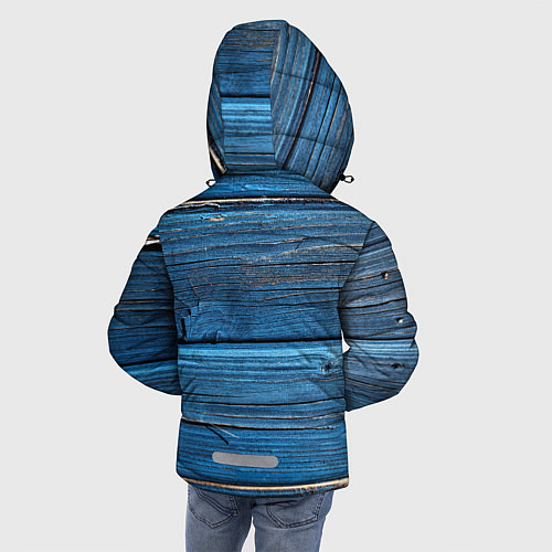 Зимняя куртка для мальчика Голубые доски / 3D-Красный – фото 4