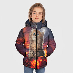 Куртка зимняя для мальчика Кот на вулкане, цвет: 3D-красный — фото 2