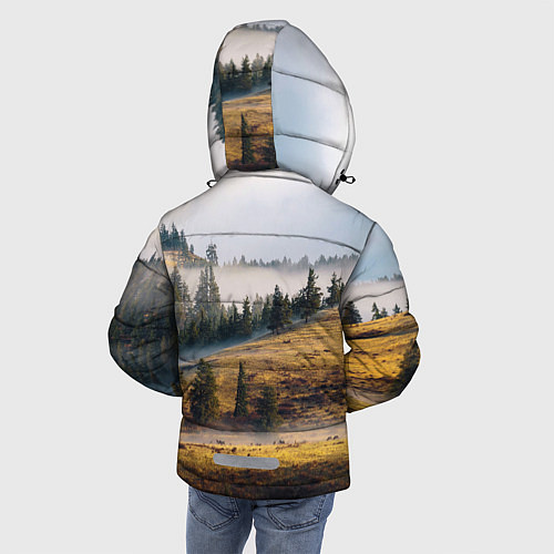 Зимняя куртка для мальчика Туман в горах / 3D-Красный – фото 4
